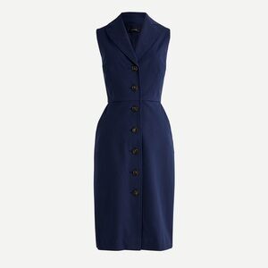 J. Crew Dark Blue Sleeveless Button Down Lapel Dress Size L